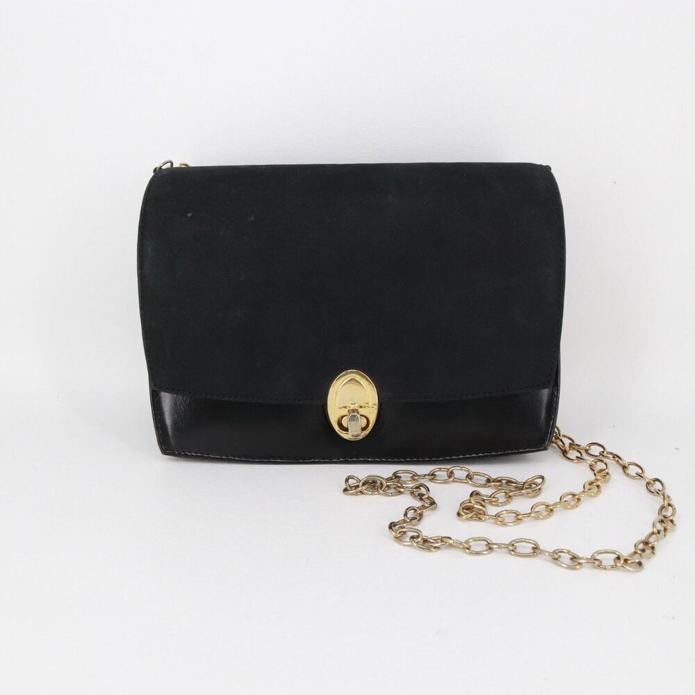 Classic Crossbody Handbag Women Small Black Faux Suede Messenger Purse Bag
